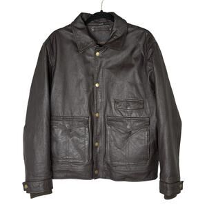 Vintage 90s St. John’s Bay Leather Jacket Bomber Flight Brown Grunge Mens M